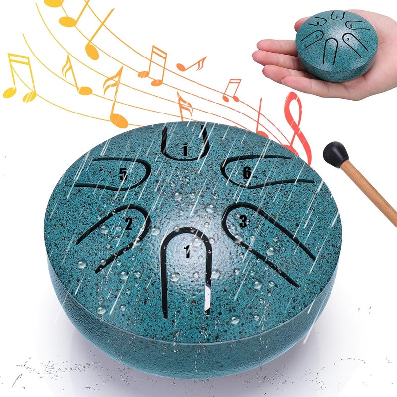 BUSOHA Rain Drum for Outside - 3 Inches 6 Notes Mini Steel Tongue Drums Chime, Rains Drums Chime Waterproof, Rain Drum for Garden Instrument - Image 1